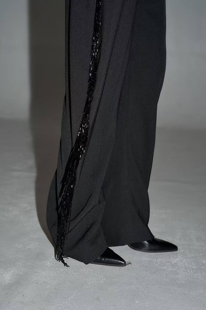 Декоровані чорним бісером брюки