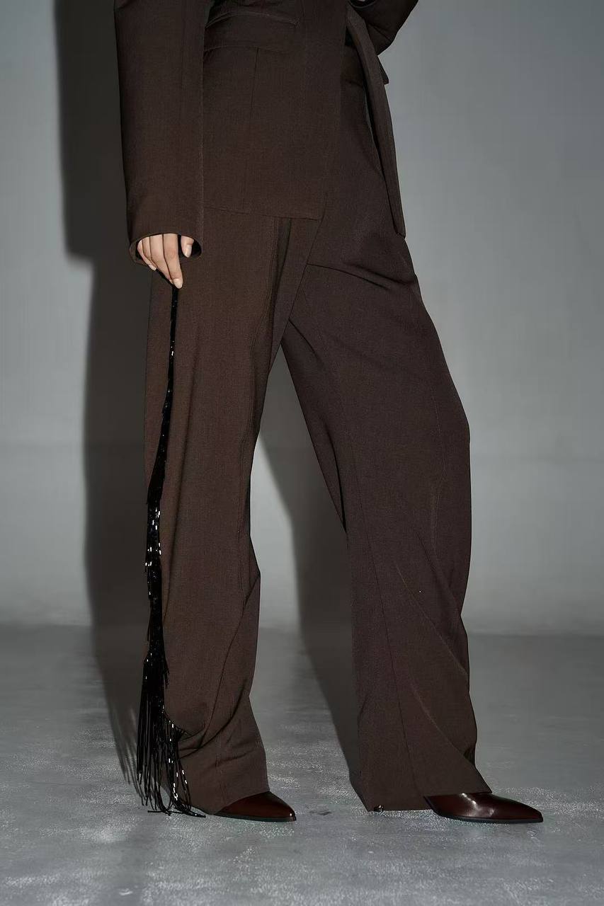 Декоровані чорним бісером брюки 