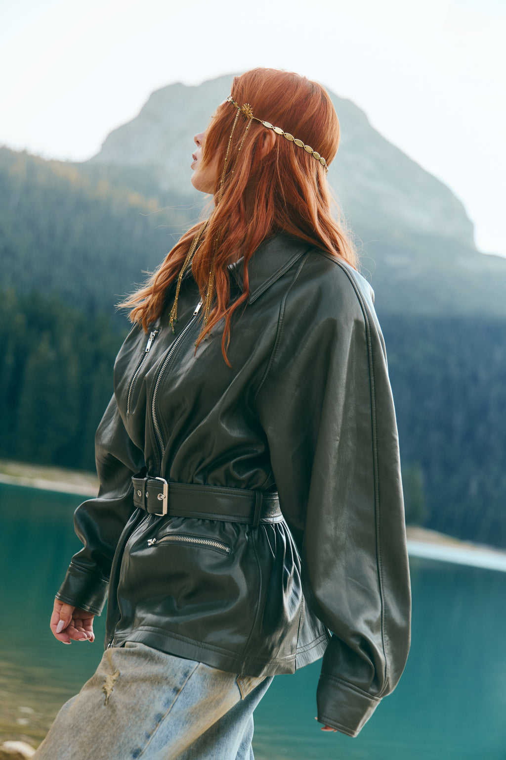 Schouder leather jacket