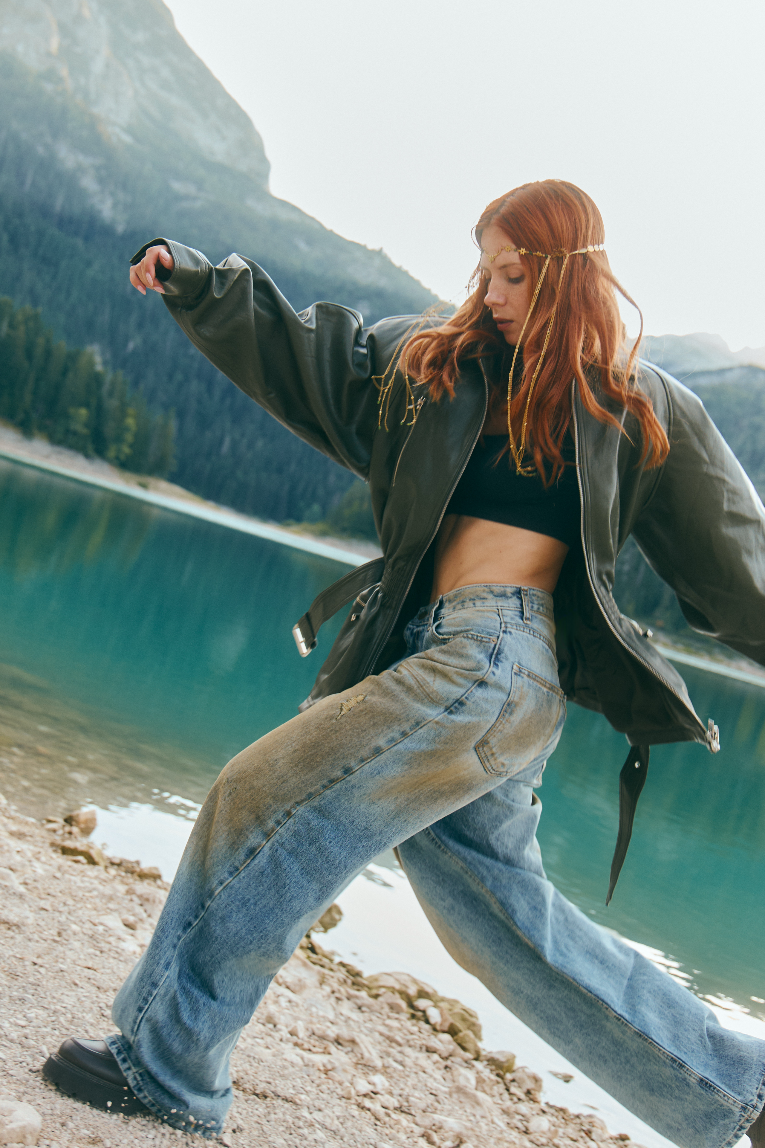 Schouder leather jacket