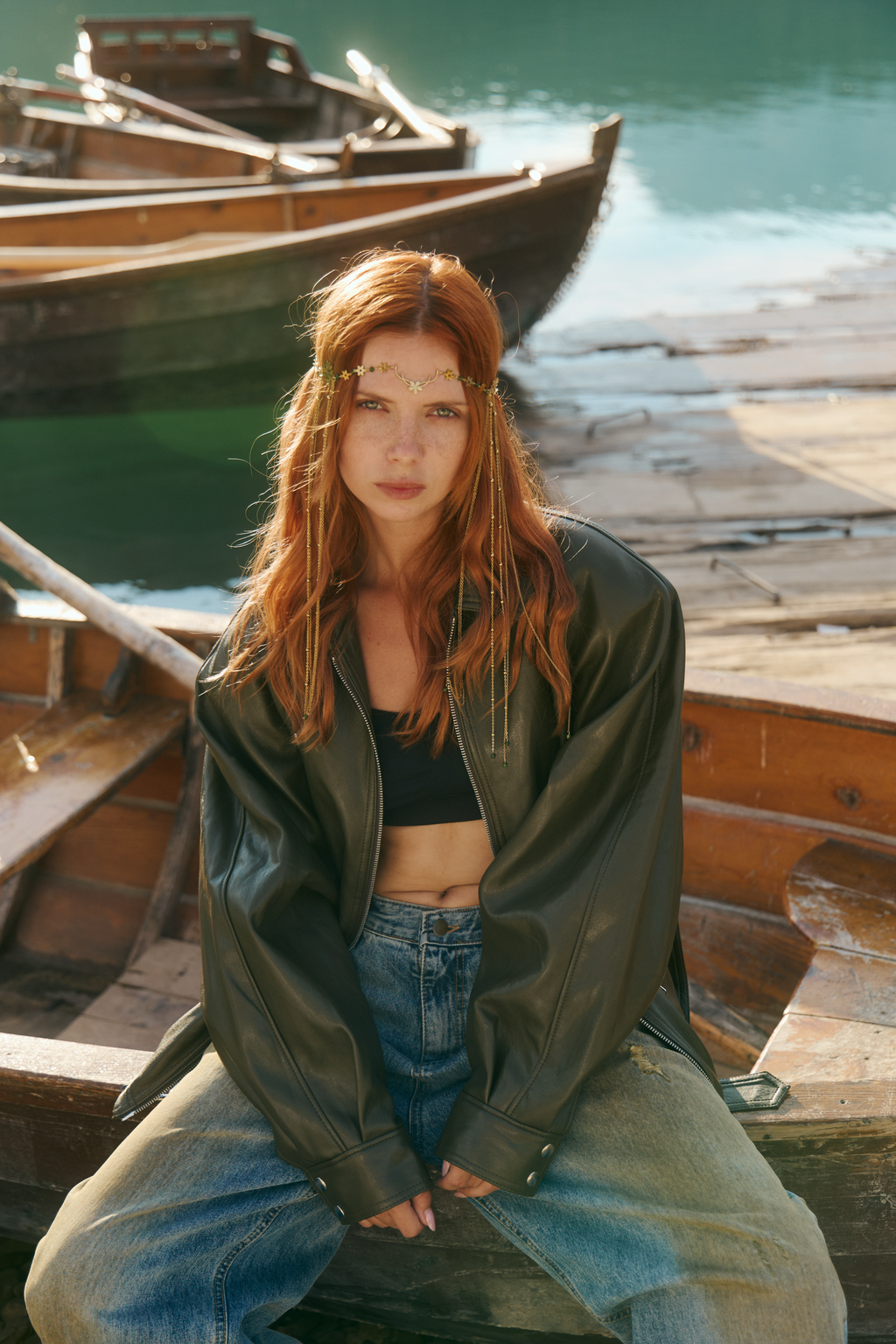 Schouder leather jacket