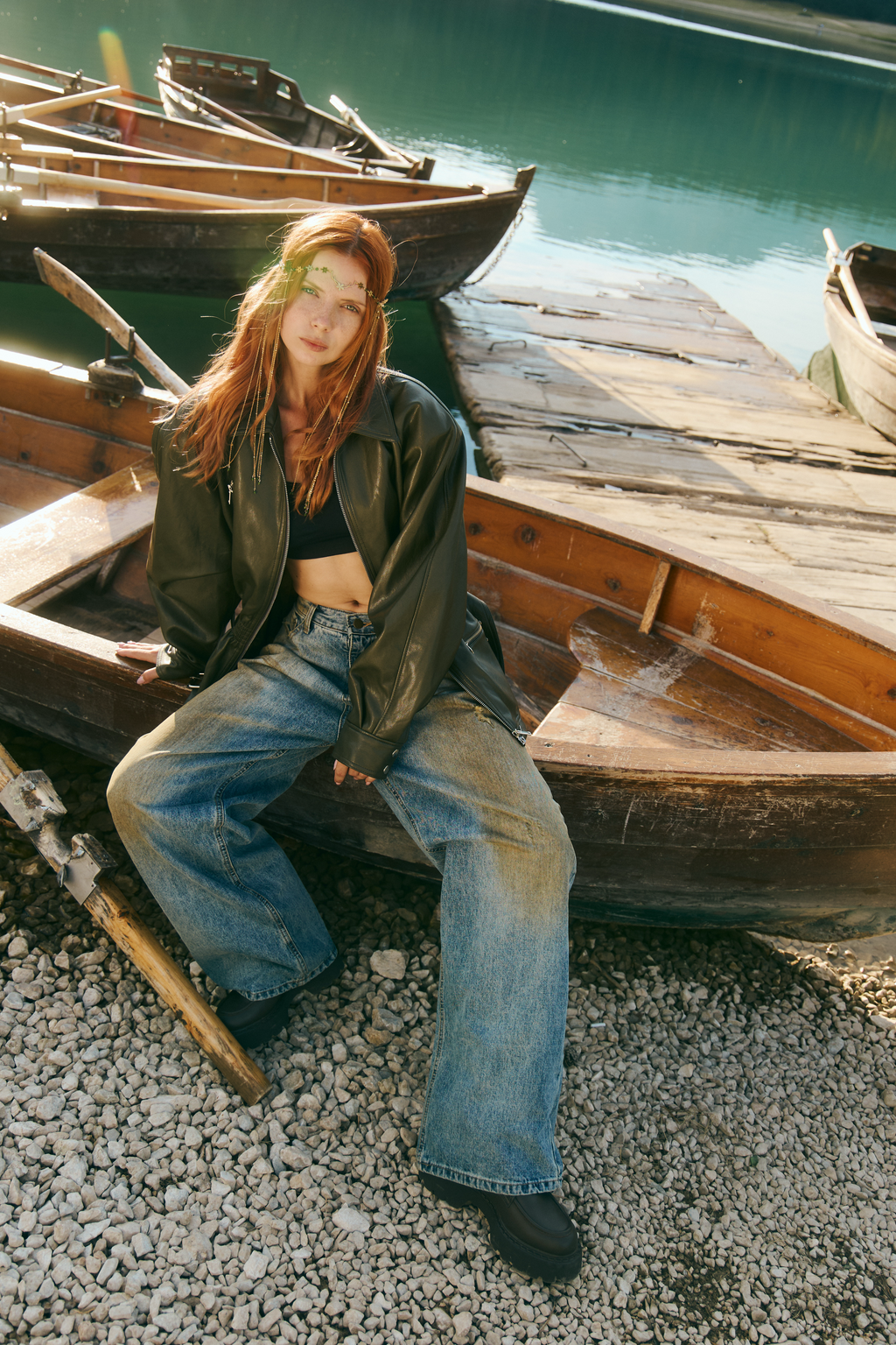 Schouder leather jacket