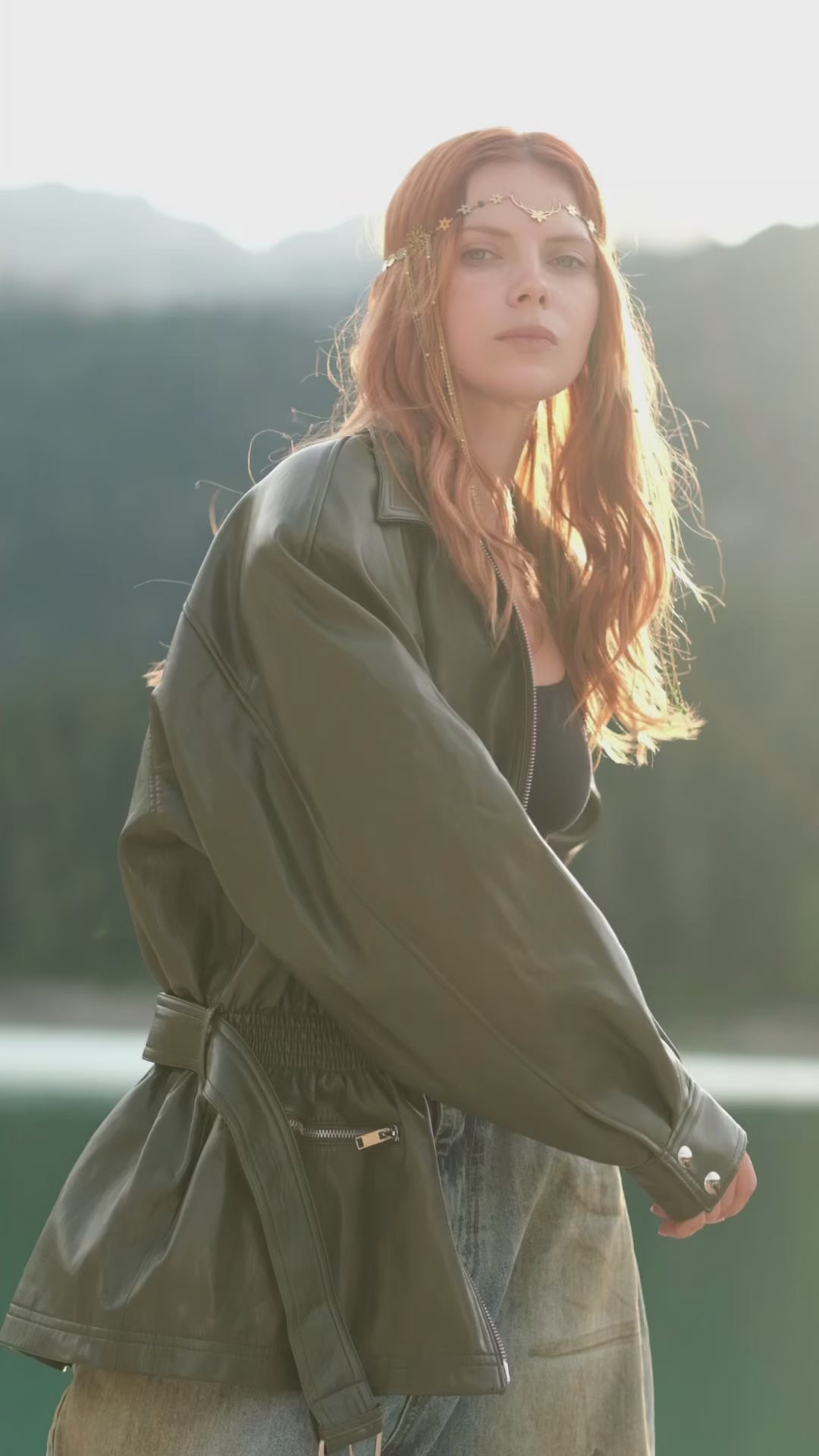 Schouder leather jacket